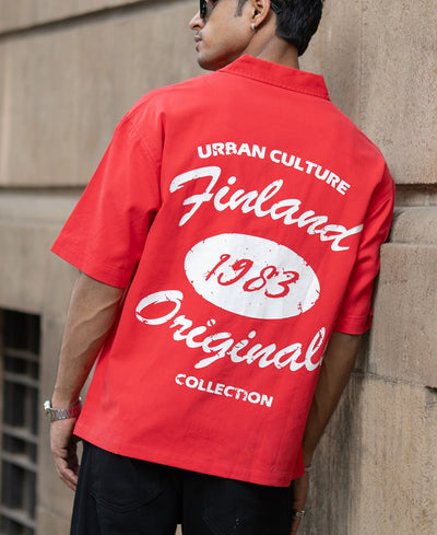 Red Printed Structure Shirt