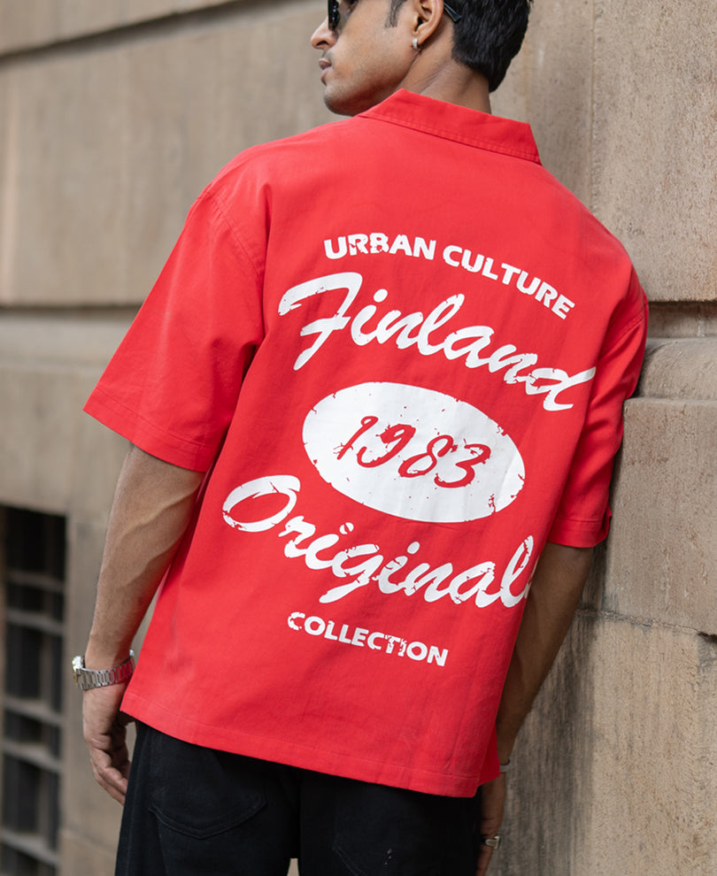 Red Printed Structure Shirt