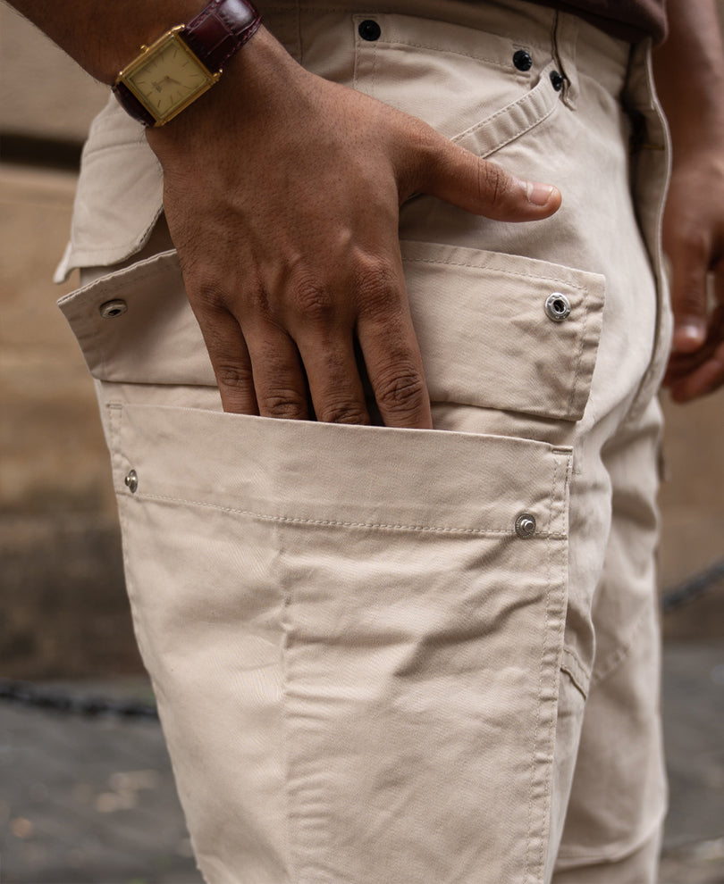 Light Beige Cotton Cargo Trouser