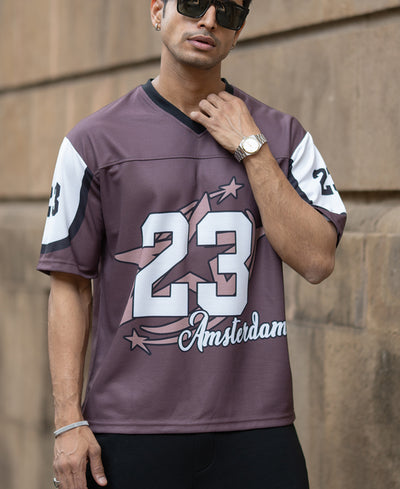 Brown Printed Jersey T-Shirt