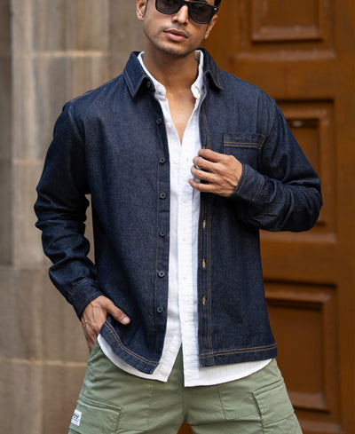 Indigo Denim Full Sleeves Overshirt