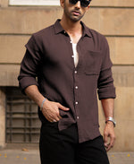 Cocoa Brown Crinkled Shirt