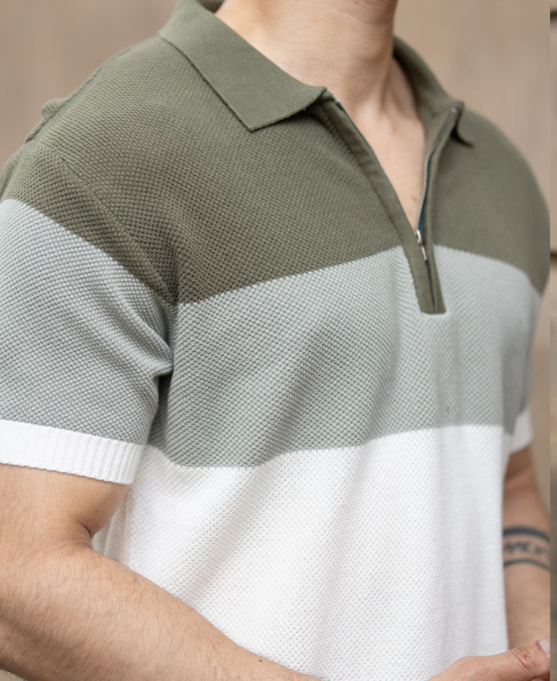 Green Knit Stripe T-Shirt