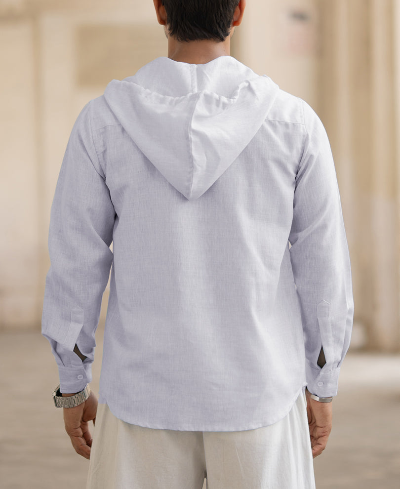 Light Lilac Regular Fit Full Sleeves Hoodie Style Shirt