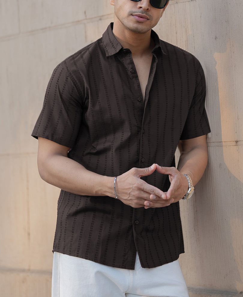 Brown Regular Fit Half Sleeves Shirt