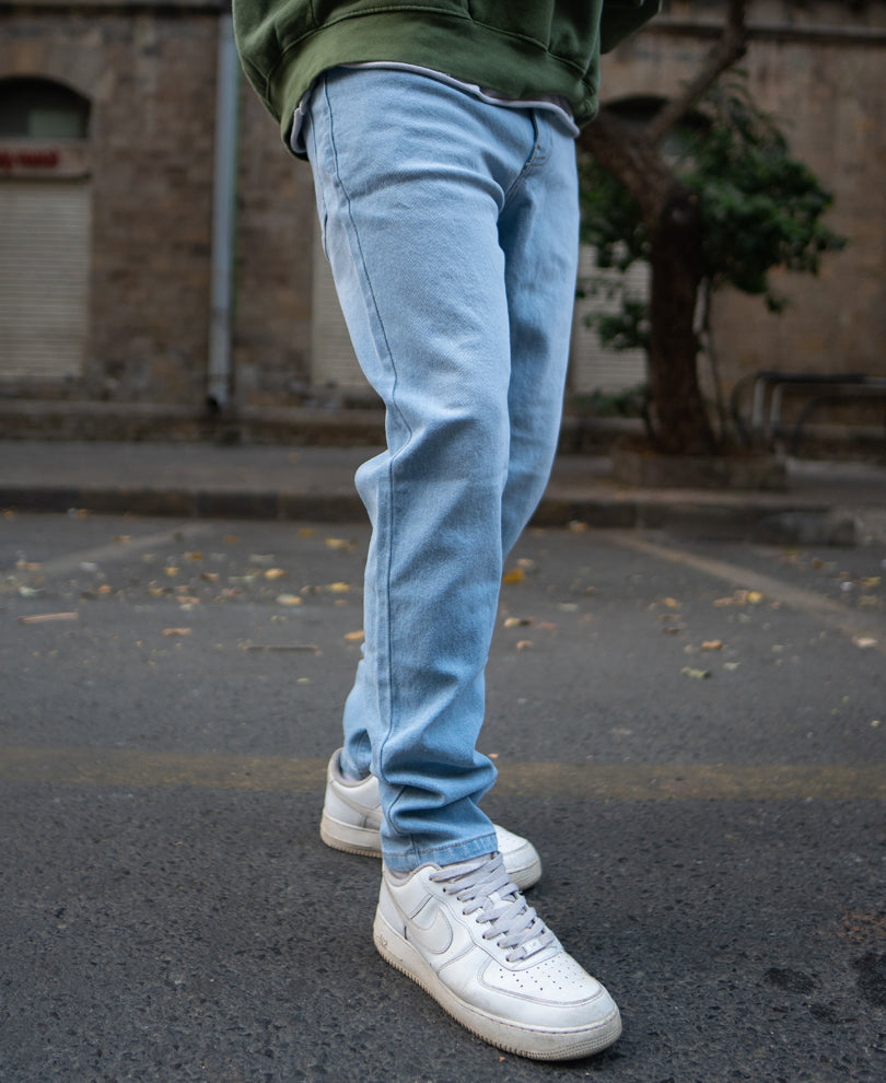 Sky Blue Denim Regular Fit Jeans.