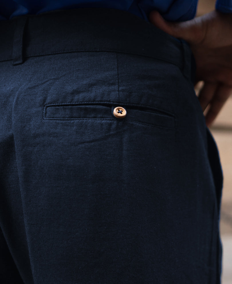 Navy Linen Pant.