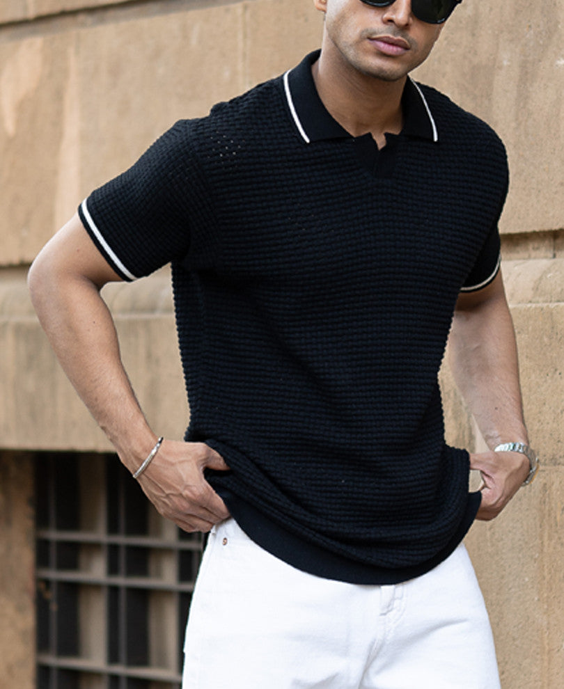 Black Knitted T-Shirt