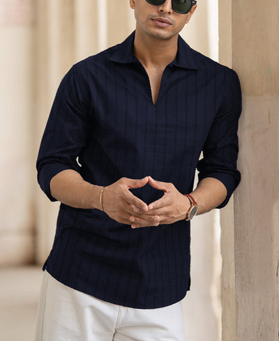Navy Blue Full Sleeves Shirt