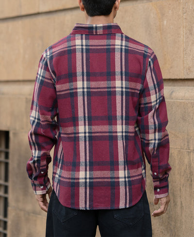 Maroon Flannel Checks Shirt