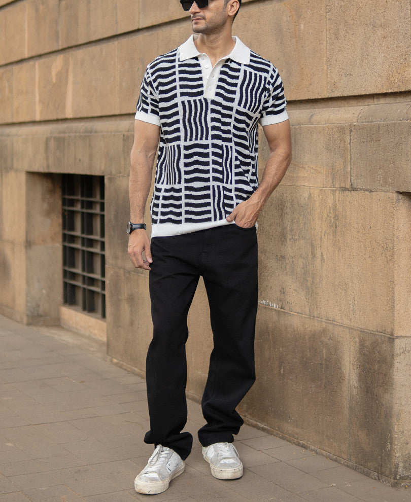 Black Abstract Jacquard T-Shirt