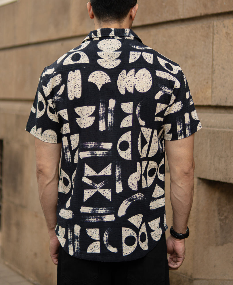 Black Abstract Print Shirt