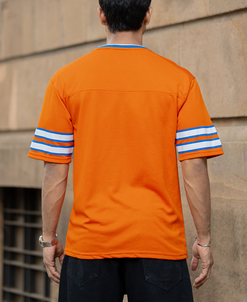 Orange Mesh Printed T-Shirt