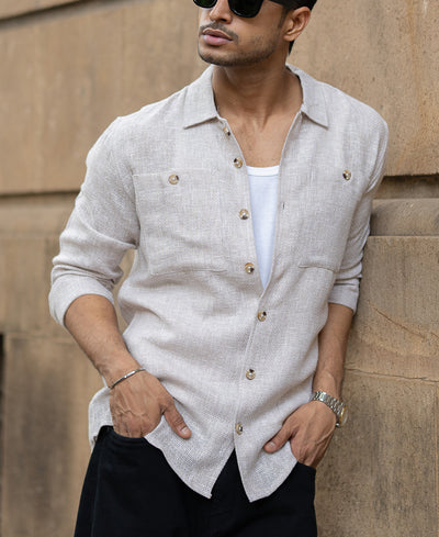 Beige Shirt With Pockets