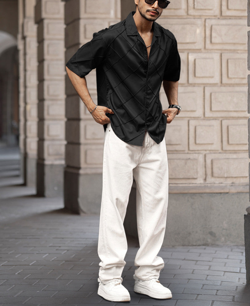 Black Oversized Half Sleeves Shirt