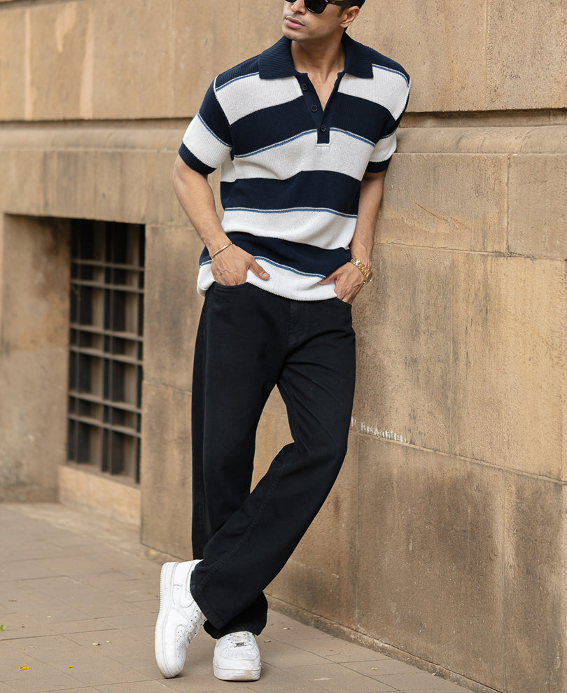 White And Navy Stripe T-Shirt