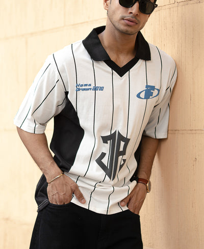 White And Black Panel Print T-Shirt