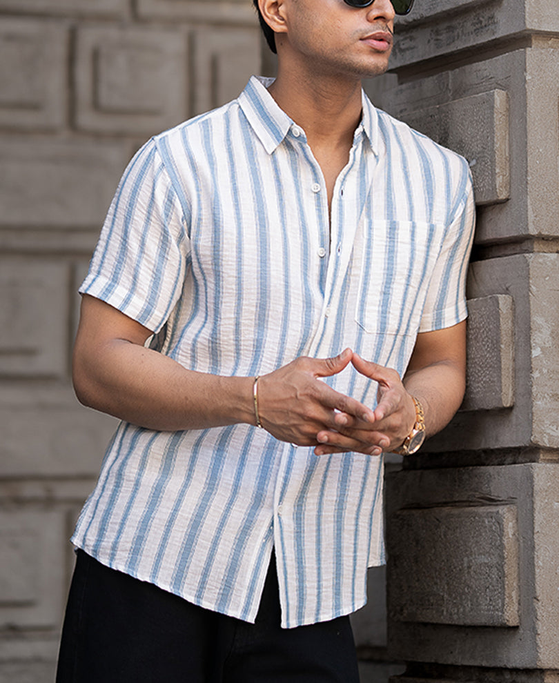 Blue Striped Shirt With Pocket