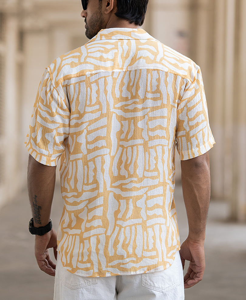 Amber Yellow Abstract Print Shirt.