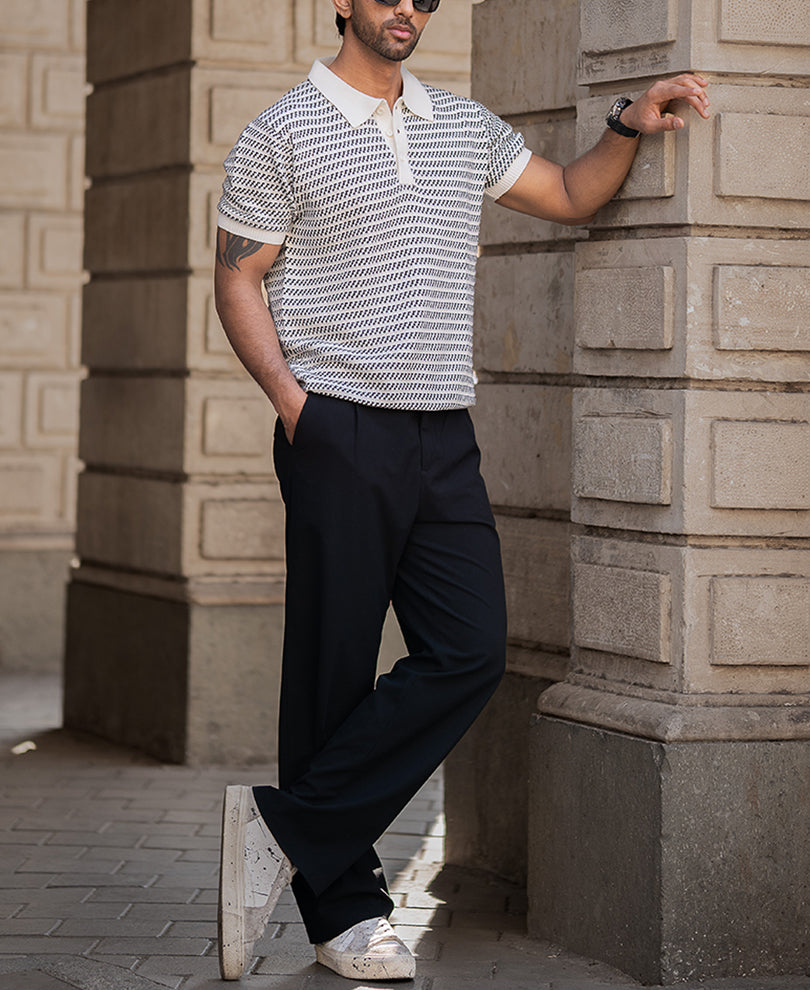 Jacquard Knit Polo T-Shirt