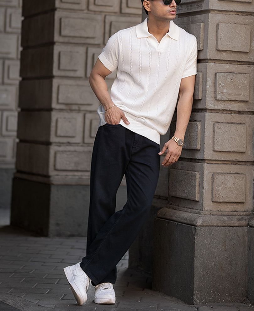 Offwhite Knitted Polo T-Shirt