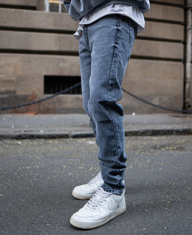 Grey Basic Regular Fit Denim Jeans