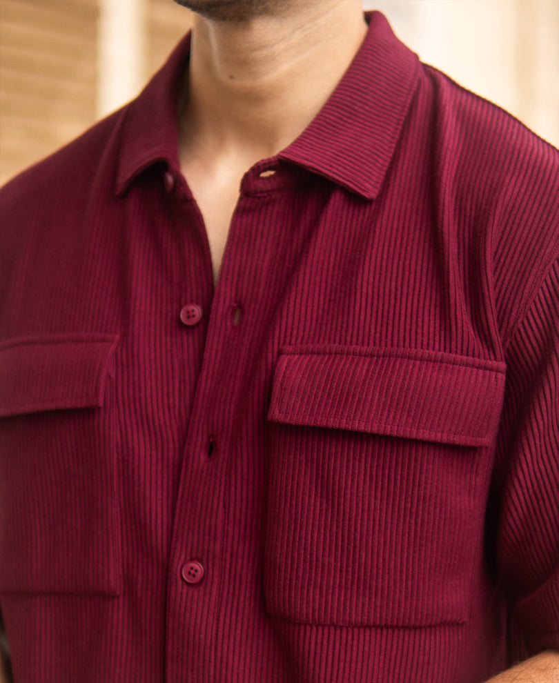 Wine Structured Shirt With Pockets