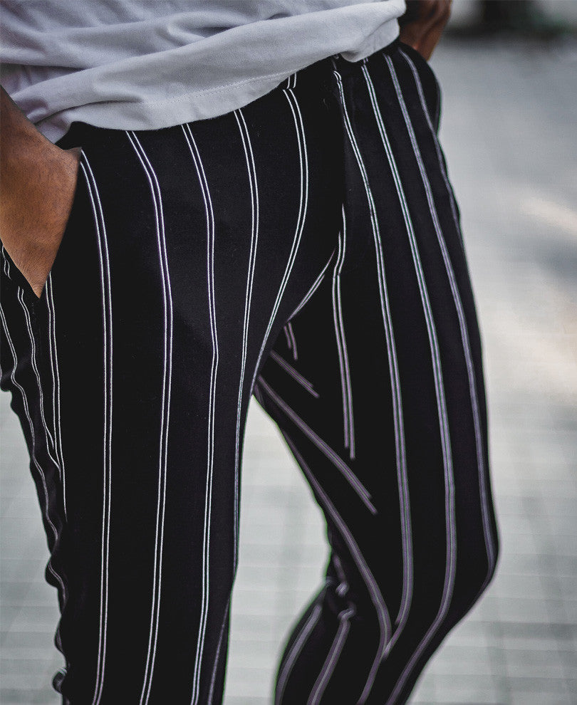 Black Stripes Skinny Fit Chino Pant