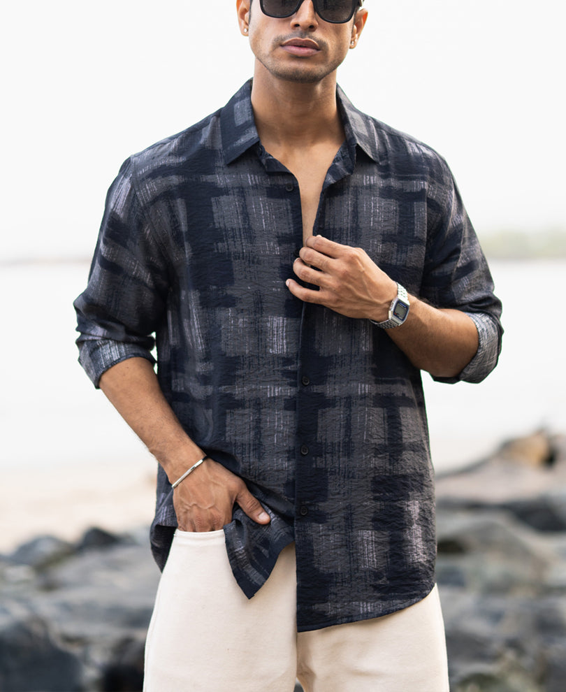 Dark Grey Printed Lightweight Shirt