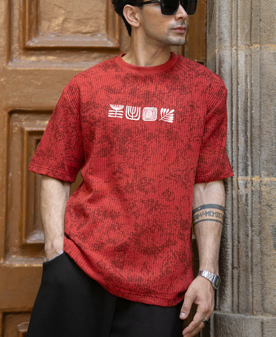 Brick Red Printed T-Shirt