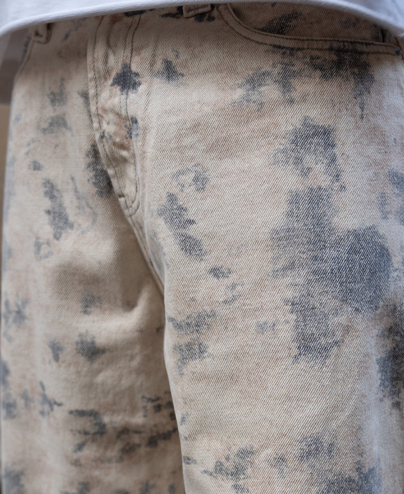 Abstract Print Baggy Jeans.
