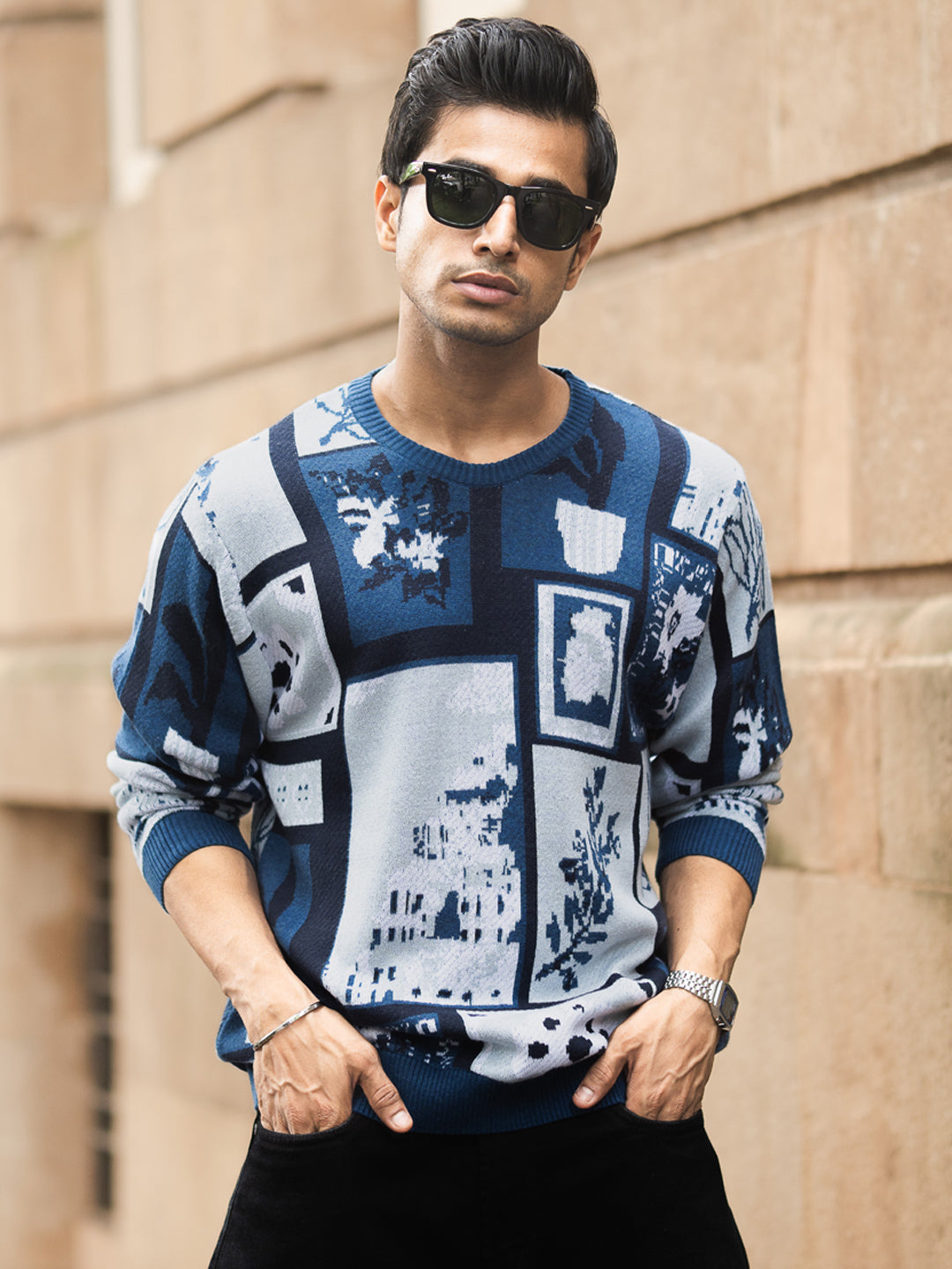 Multicolour Jaquard Knit T-Shirt