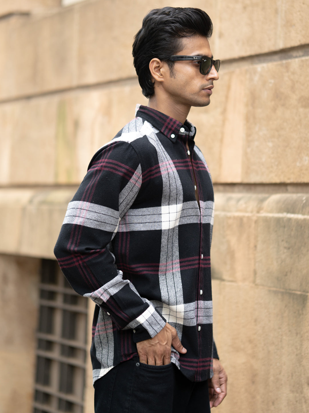 Black Checks Button Down Shirt
