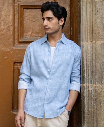Light Grey Cotton Slub Shirt