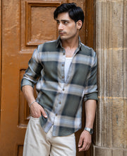 Olive Twill Checks Shirt