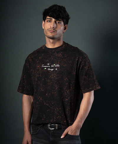 Dark Brown Floral Embroidery T-Shirt