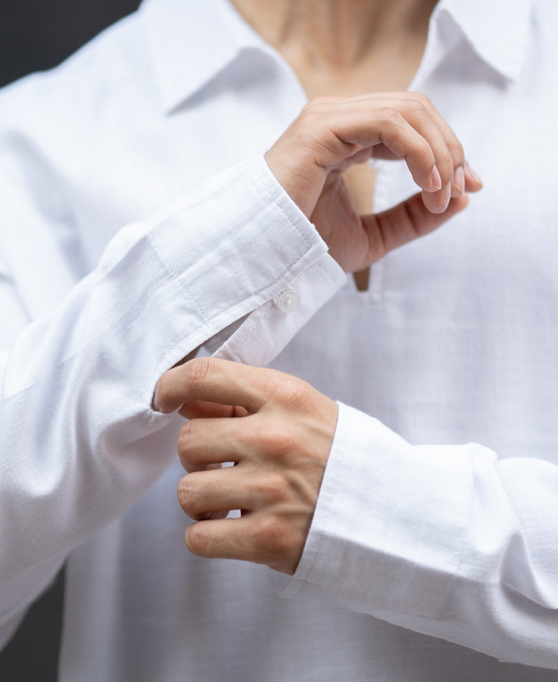 White Lightweight Structured Kurta Shirt