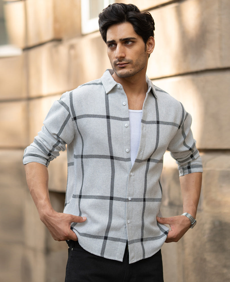 Grey Structure Checks Shirt.