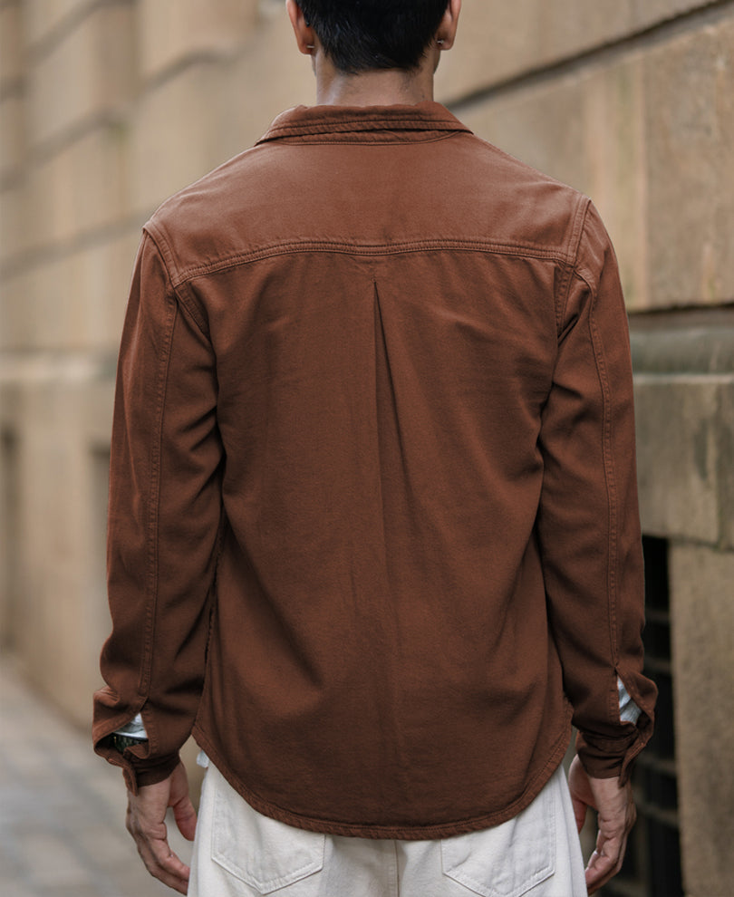 Brown Textured Cotton Overshirt
