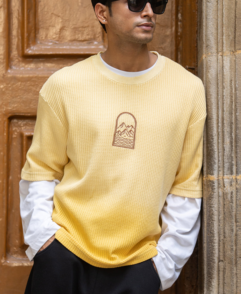 Yellow Structured Ombre T-Shirt.