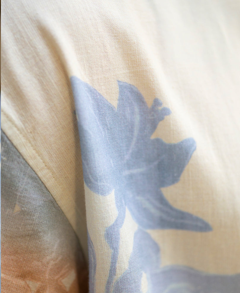 Cream Floral Print Shirt.
