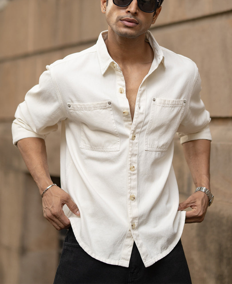 Off-White Structured Shirt With Pockets.