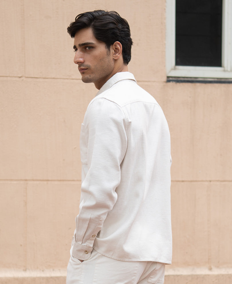 Beige Linen Structured Co-Ord Set