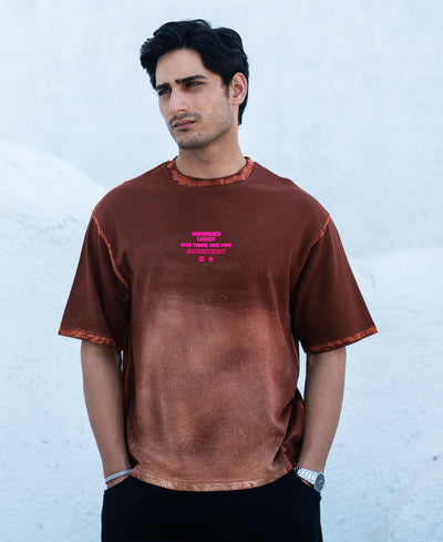 Brown Sprayed Graphic T-Shirt