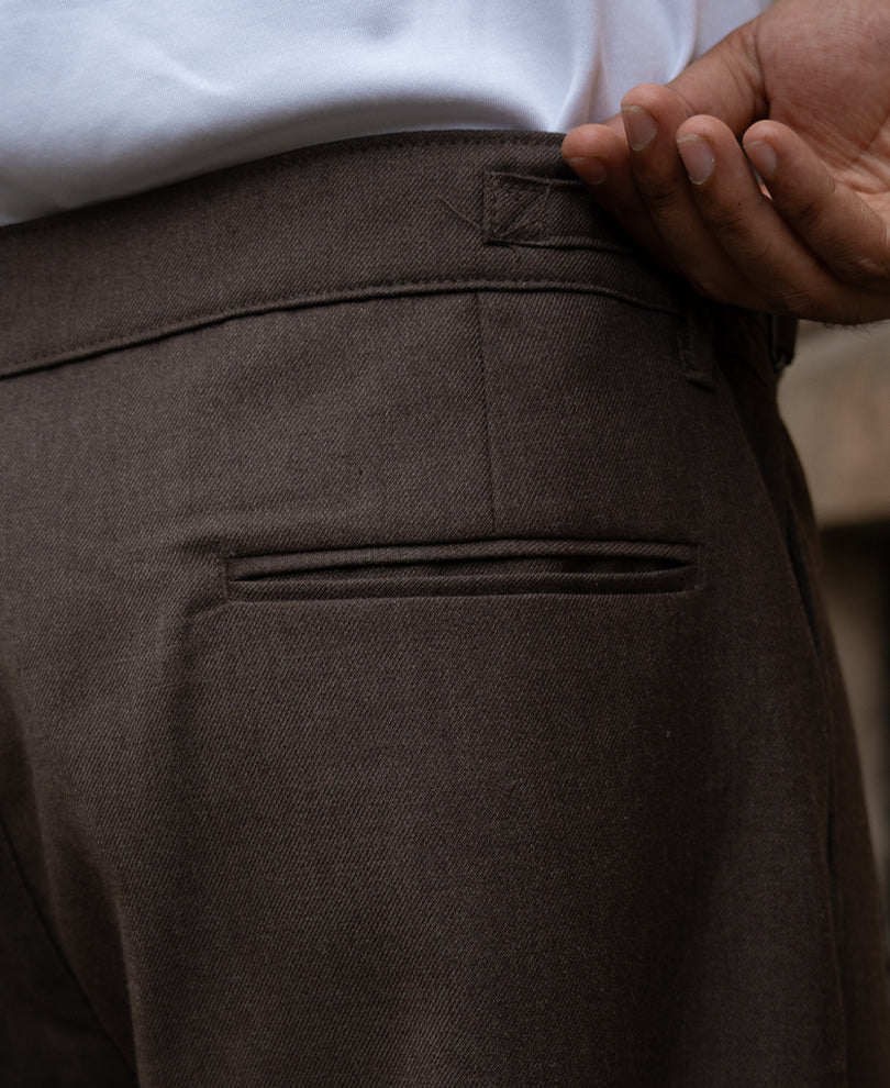 Brown Pleated Gurkha Pants