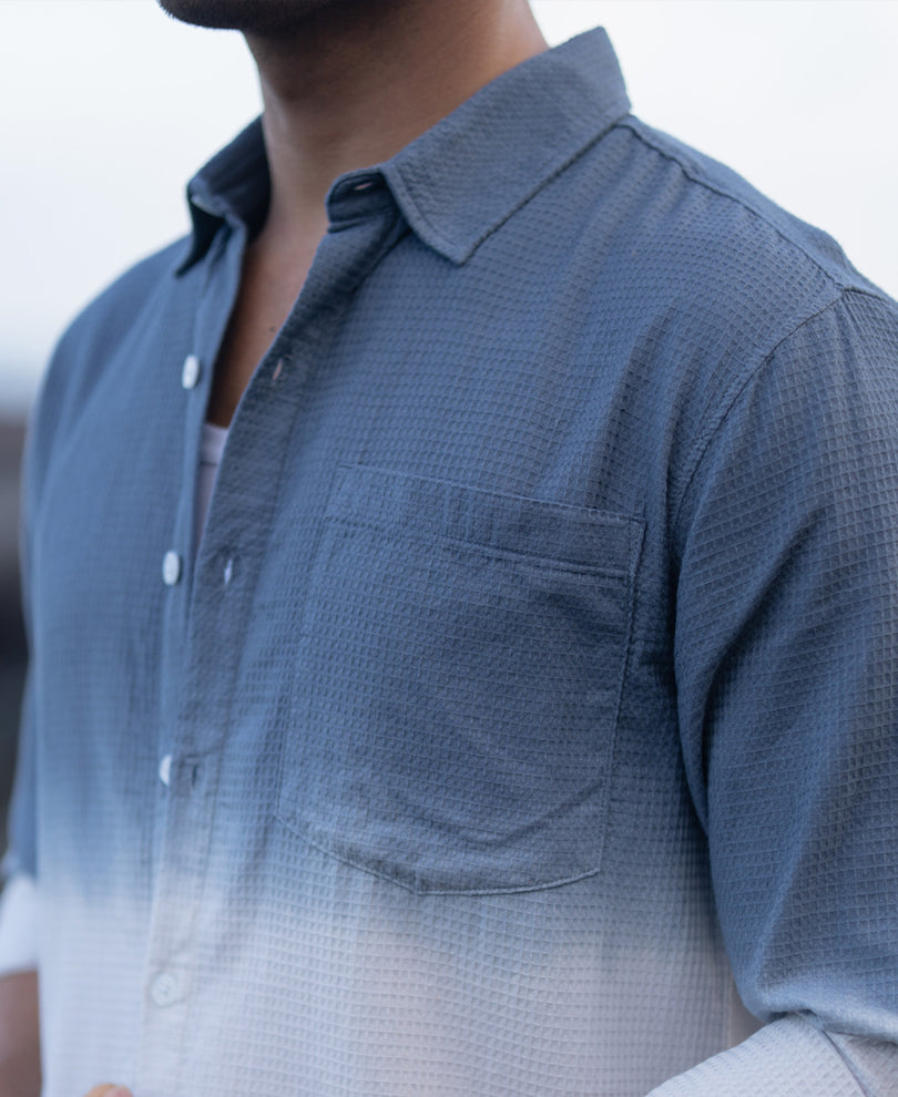 Blue Structured Ombre Shirt