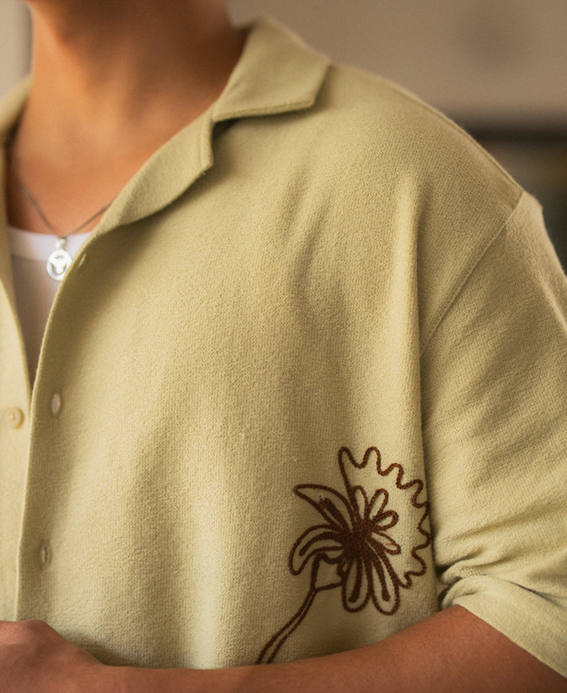 Mint Embroidered Knit Shirt