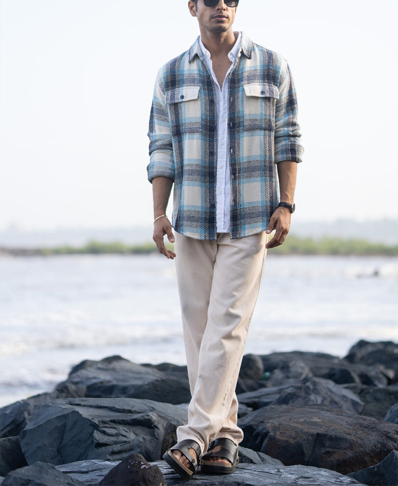 Blue Structured Check Shirt