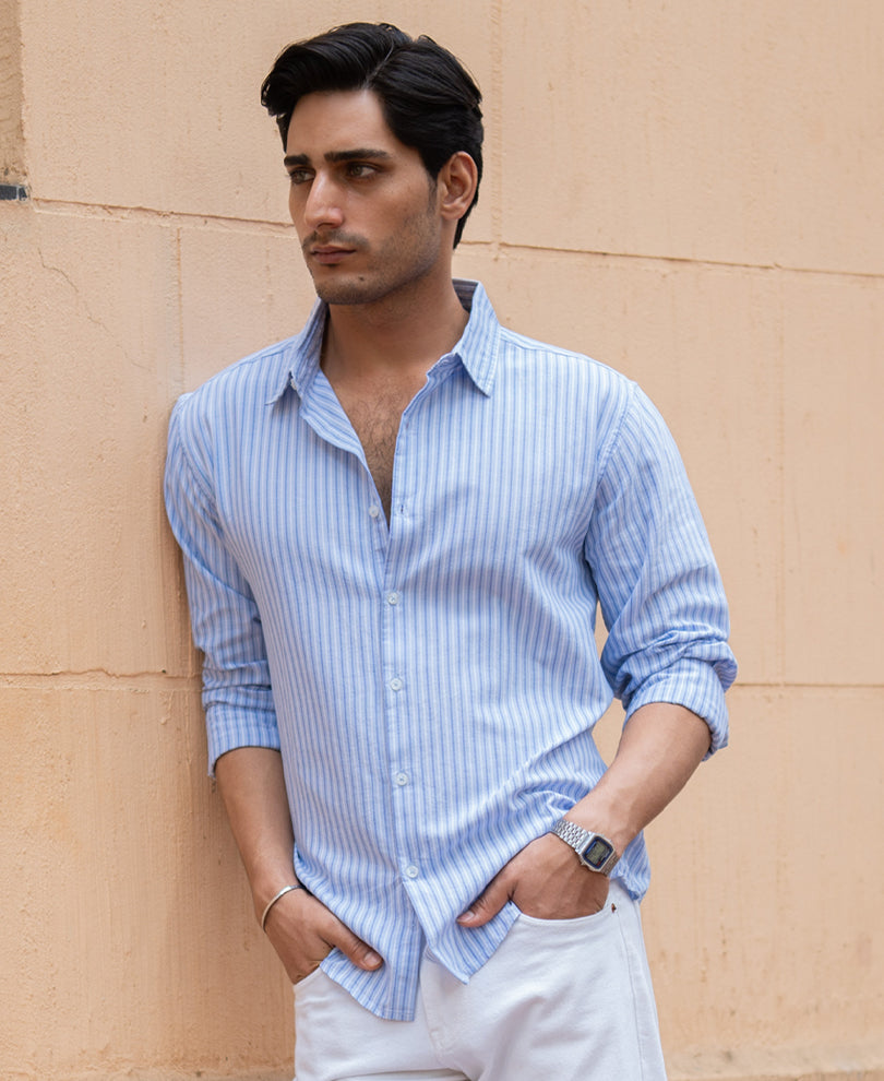 Light Blue Oxford Stripe Shirt