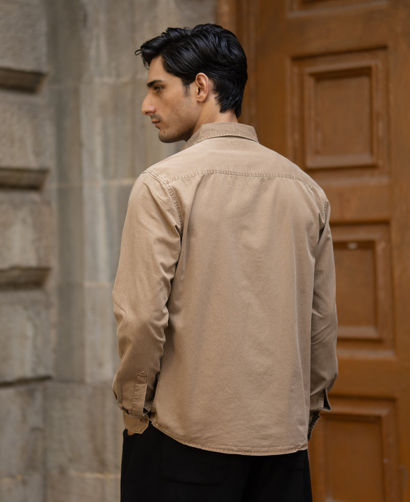 Tan Washed Cotton Shirt